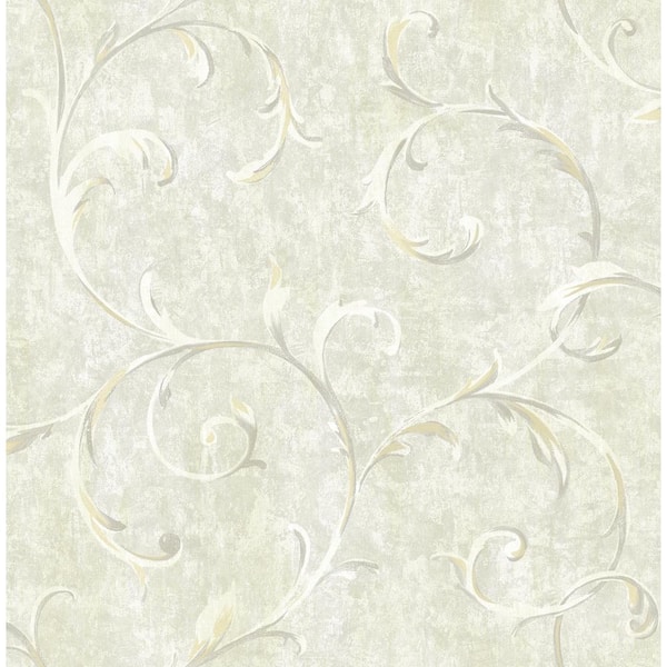 Seabrook Designs Scroll Leaf Ironwork Metallic Gold and Grey Paper Strippable Roll (Covers 56.05 sq. ft.)