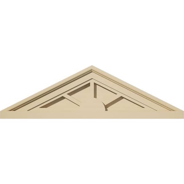 Ekena Millwork 24 in. W x 7 in. H x 2 in. P (Pitch 6/12) Peaked Cap 3 Spoke Signature Urethane Pediment, Primed Tan