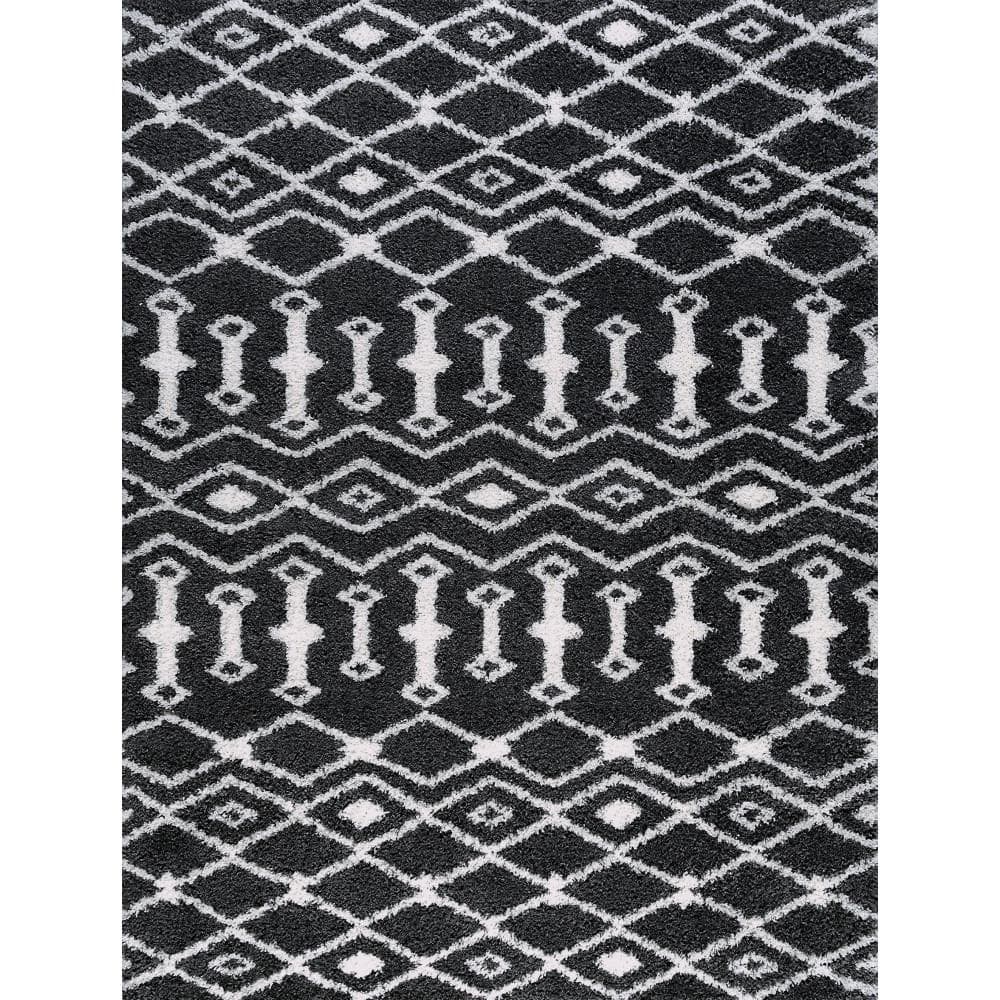 Tayse Jersey Shag Shag Area Rug JRS1203 Contemporary Dark Gray 7  10  x 10  2  Rectangle