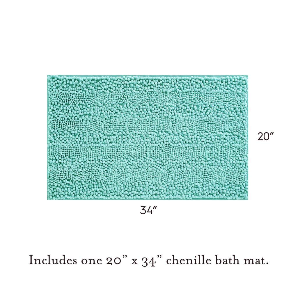Aqua Chenille Non-Slip Polyester Bath Mat 20" x 34"