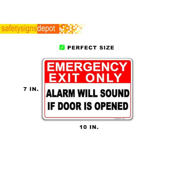 Reflective,Aluminium, White 6x14 Emergency EXIT ONLY Alarm Will Sound Sign 