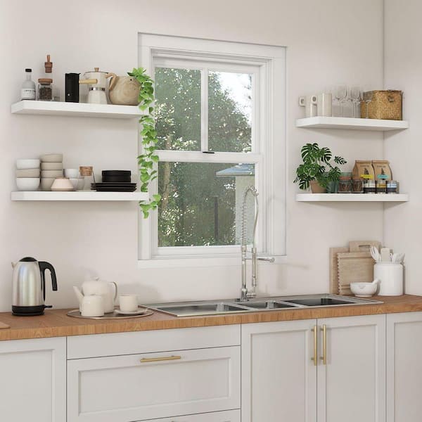 23.6 in. W x 9.3 in. D White Floating Shelves Decorative Wall