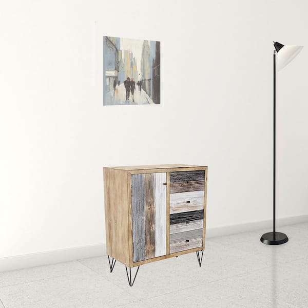 HomeRoots Amelia Multi-Color Modern Urban Rustic Accent Storage Wine Cabinet