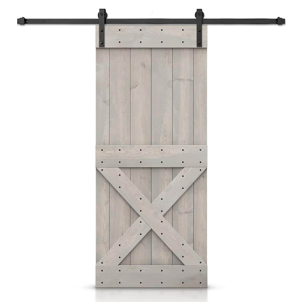Mini X 20 in. x 84 in. Silver Gray Stained DIY Wood Interior Sliding Barn Door with Hardware Kit price history on PriceWatchPro