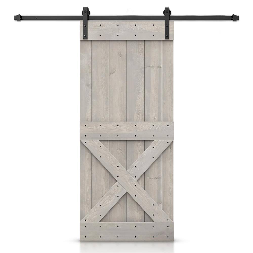 42 in. x 84 in. Mini X-Series Silver Gray DIY Knotty Pine Wood Interior Sliding Barn Door with Hardware Kit price history on PriceWatchPro
