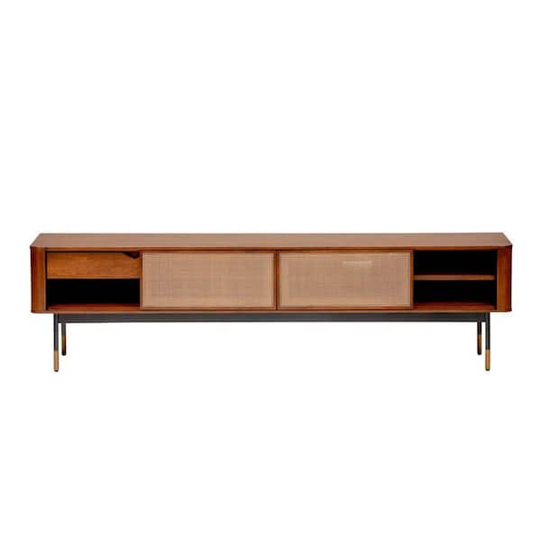 HomeRoots Amelia 70.87 in. Brown TV Stand with 1 Drawer Fits TV's up to 78 in.