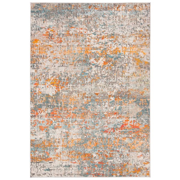 SAFAVIEH Madison Gray/Orange 6 ft. x 9 ft. Abstract Gradient Area Rug