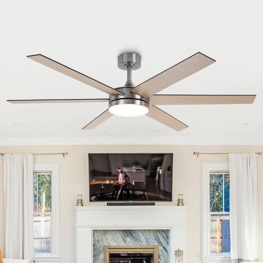 60 in. Indoor Integrated LED Nickel Reversible Ceiling Fan with Light and Remote Control price history on PriceWatchPro