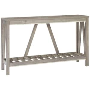 52 in. Gray Rectangle Wood Console Table with Storage Shelf