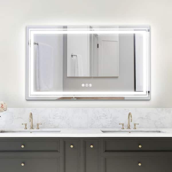 Oumilen 60 in. x 36 in. Horizontal Frameless Wall Mirror, Bathroom Vanity Mirror, Tempered Glass Rectangular