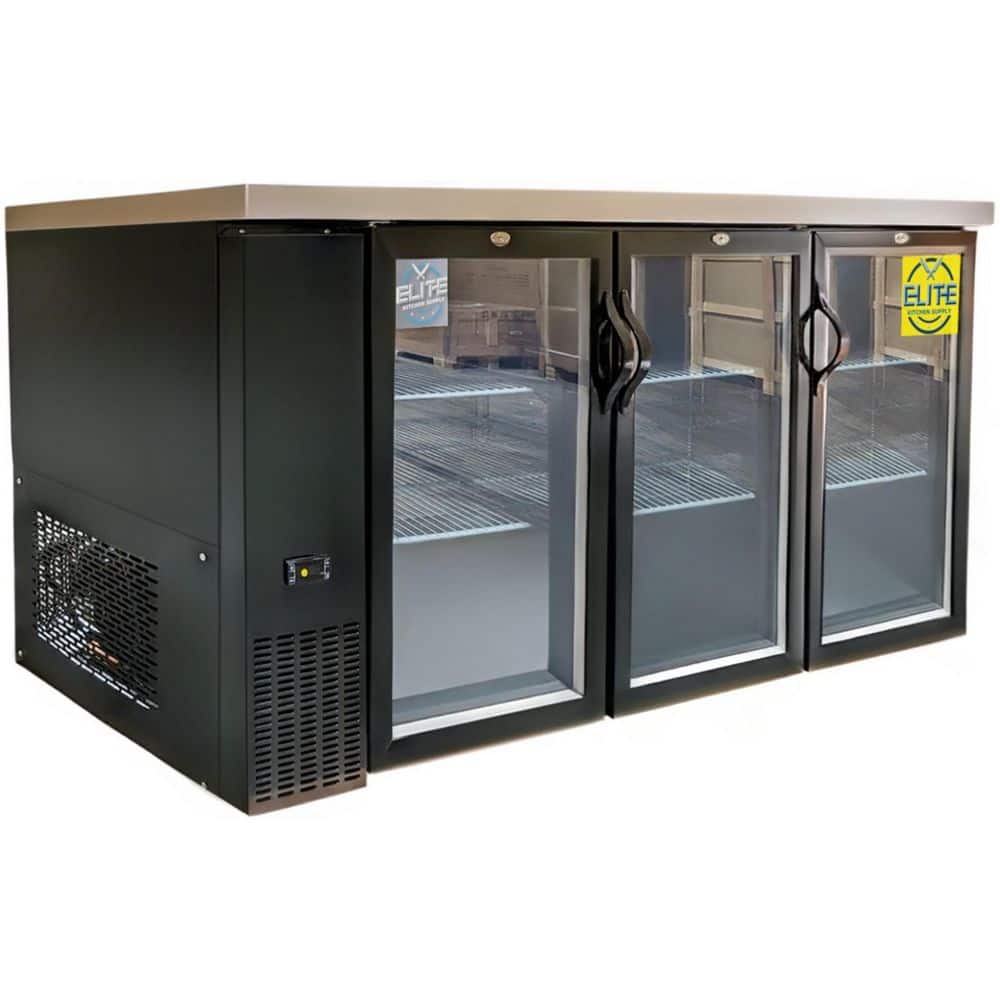 70.5 in. W 19.2 cu. ft. Commercial NSF Beer Black Glass Door Back Bar Cooler case EBB72-H2 in Black