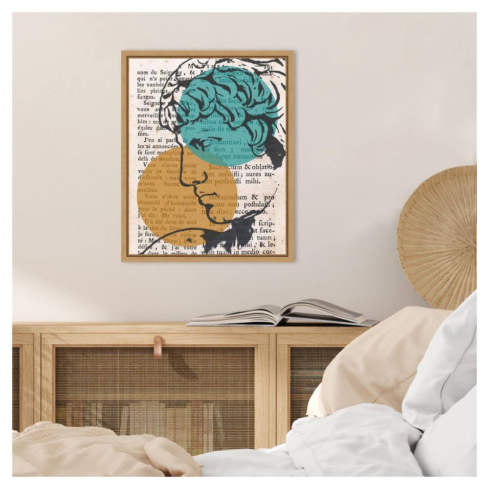 16"x20" Teal and Orange Geometric Framed Canvas Wall Art