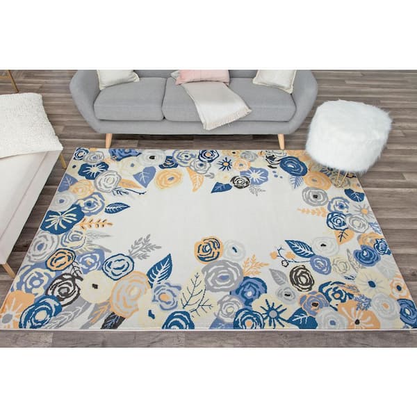 Valentina Royal Blossom Golden Ivory White 2 ft. x 4 ft. Area Rug