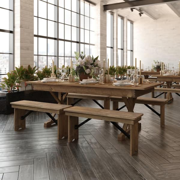 Carnegy Avenue 84 in. Rectangle Antique Rustic Wood with Wood