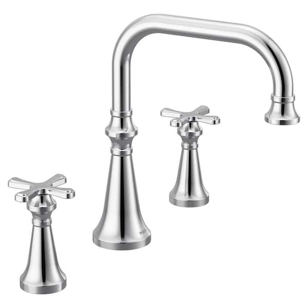 MOEN Colinet 2-Handle Deck-Mount Roman Tub Faucet Trim with Cross ...