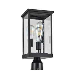 Mayfield 3-Light Matte Black Aluminum Hardwired Indoor/Outdoor Weather Resistant Post Light with No Bulbs Included