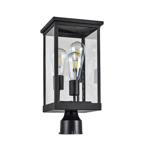 Design House Mayfield 3-Light Matte Black Aluminum Hardwired Indoor/Outdoor Weather Resistant Post Light with No Bulbs Included
