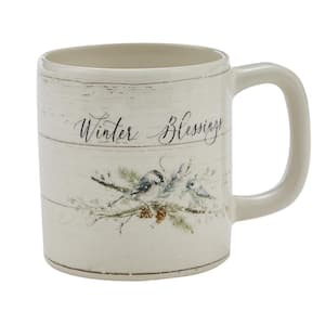 Winter Blessings 12 oz. White Ceramic Mug (Set of 4)