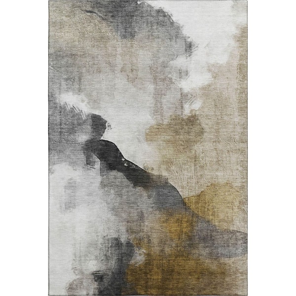 Mayfield Premium Machine Washable Abstract AMF2043 Brown 10 ft. x 14 ft. Area Rug