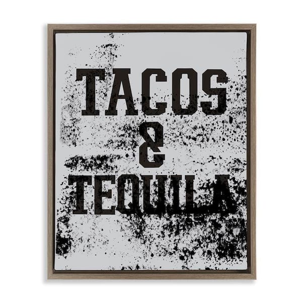 Stupell Industries Tacos & Tequila with Splatter by Jessica Weifle Brown Floater Frame Food Graphic Art Print 31 in. x 25 in.