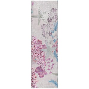 Dream Shag Premium Machine Washable Abstract ADS180 Raspberry 2 ft. x 7 ft. Runner Rug