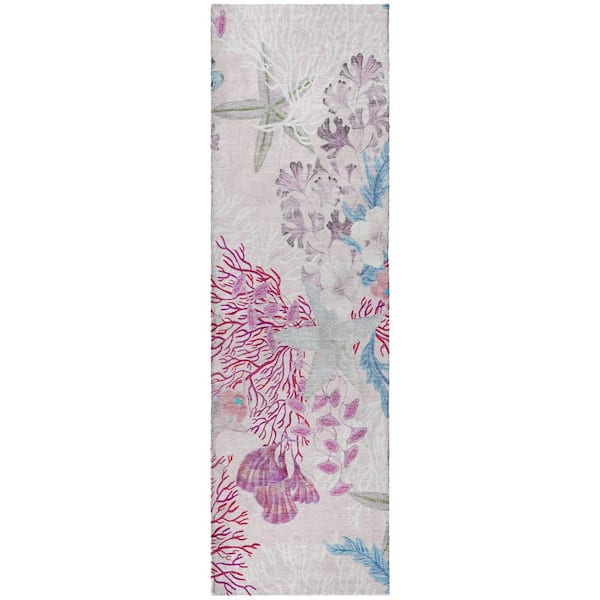 Dream Shag Premium Machine Washable Abstract ADS180 Raspberry 2 ft. x 7 ft. Runner Rug