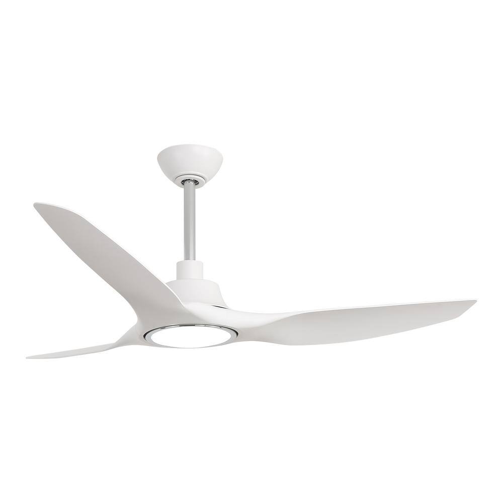 52 in. Indoor Integrated LED Matte White 3-Blade Smart Ceiling Fan with Light and Remote Control