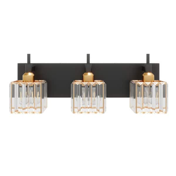 aiwen Modern 19.88 in. 3-Lights Bathroom Vanity Light Over Mirror Modern Crystal Wall Lamp with Crystal Shades