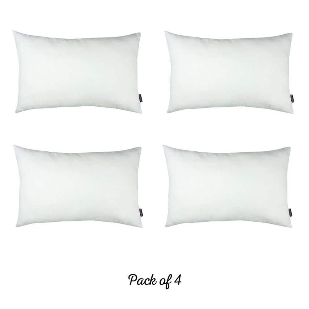 White Polyester Lumbar Pillow Covers Set of 4