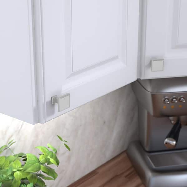 Mirabel Collection 1-1/4 in. (32 mm) Classic Polished Nickel Square Cabinet Knob