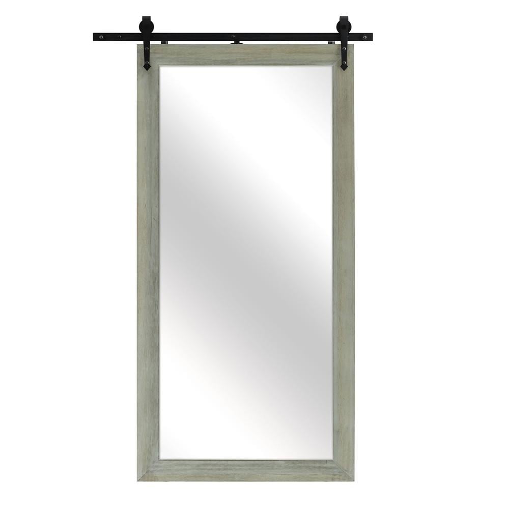 NEUTYPE 62 in. H x 31 in. W Farmhouse Barn Door Mirror Rectangle Wood ...