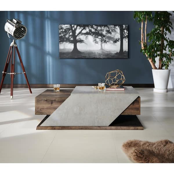 Drury 47 in. Reclaimed Oak Rectangle Composite Coffee Table with Lift Top