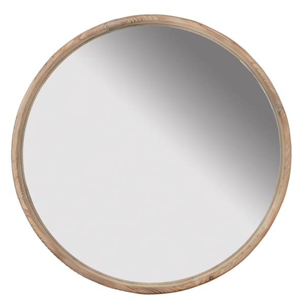 IDEAGLE 27.5 in. W x 27.5 in. H Wood Frame Round Mirror Wall Mounted Mirror