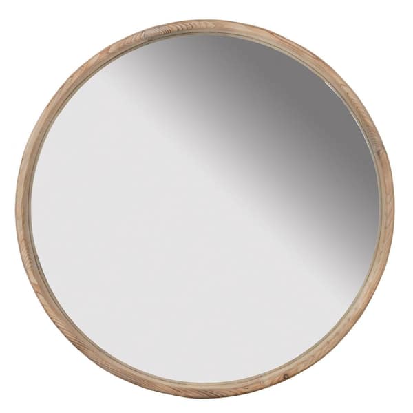 Unbranded 27.5 in. W x 27.5 in. H Wood Frame Round Mirror Wall Mounted Mirror