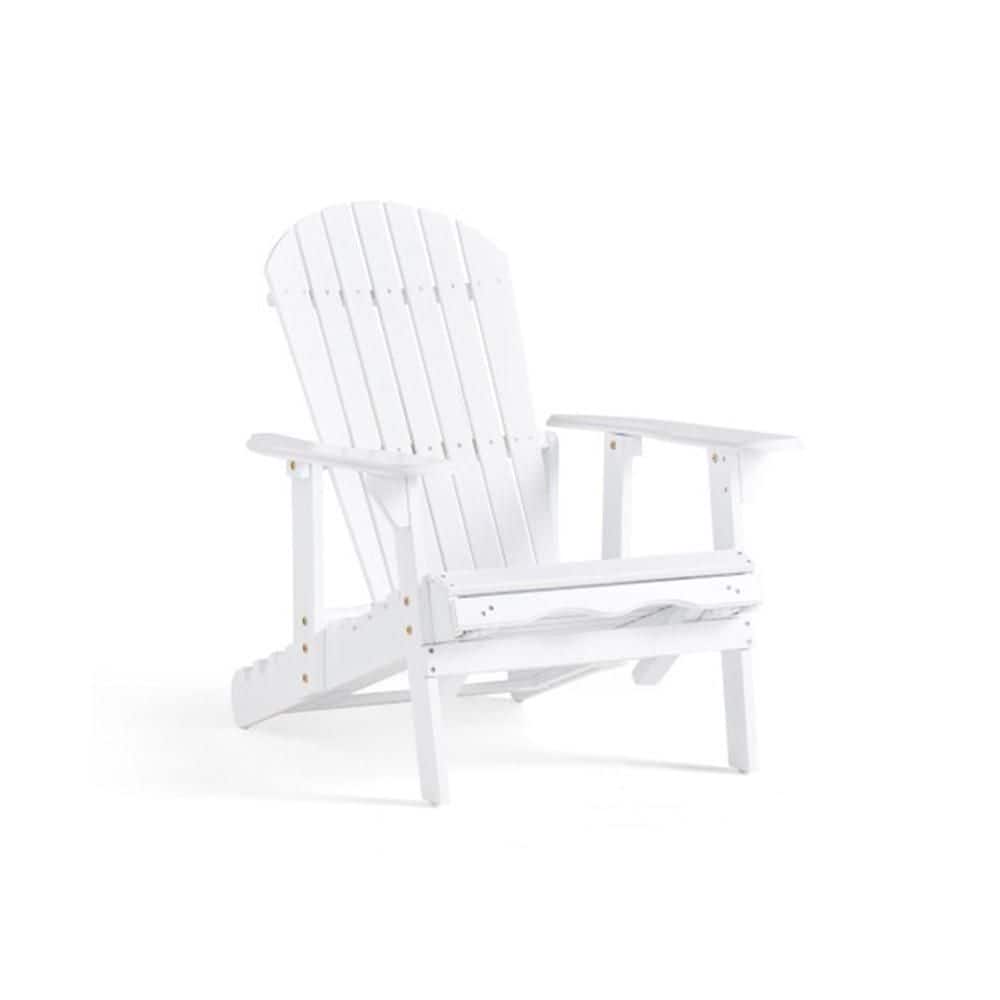 Phewnyzo Outdoor Reclining Acacia Wood Adirondack Chair in White ...