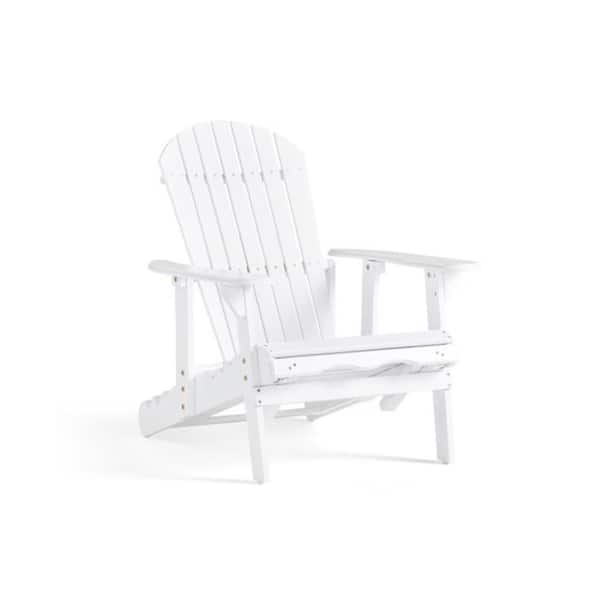Outdoor Reclining Acacia Wood Adirondack Chair in White