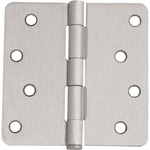 4 in. x 1/4 in. Radius Satin Nickel Door Hinge Value Pack (3 per Pack)