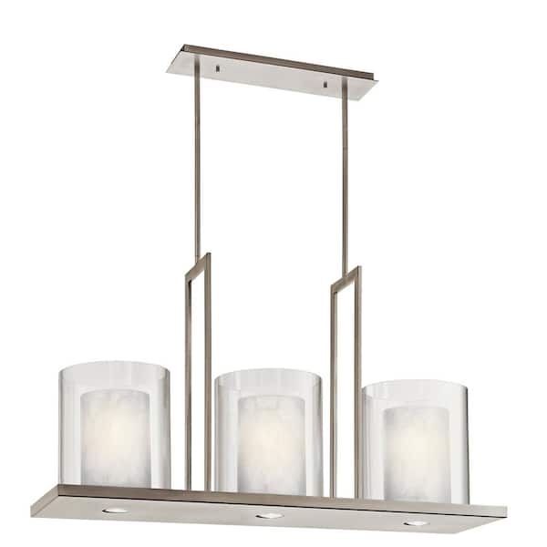KICHLER Triad 40 in. 6-Light Classic Pewter Contemporary Shaded Linear Chandelier for Dining Room