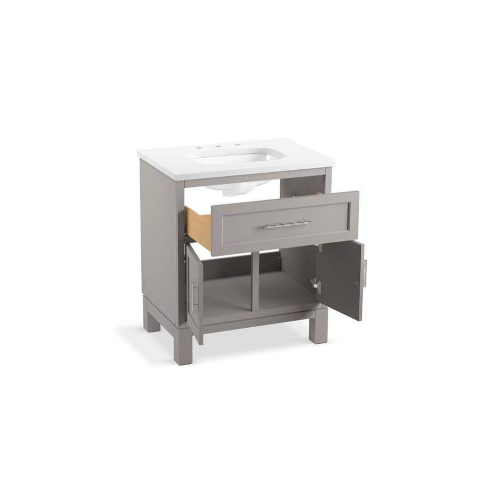 Quo 30" Mohair Grey Freestanding Bathroom Vanity with Quartz Top