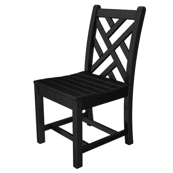 POLYWOOD Chippendale Black All-Weather Plastic Outdoor Dining Side Chair