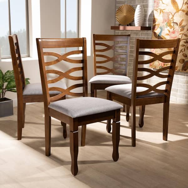 Elijah Grey and Walnut Fabric Dining Chair (Set of 4)