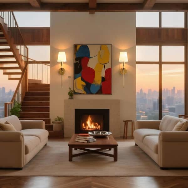 6 in. Gold Wall Sconces, LED Wall Rechargeable Lights with Remote 9 Color Modes for Bedroom or Living Room(2-pack)