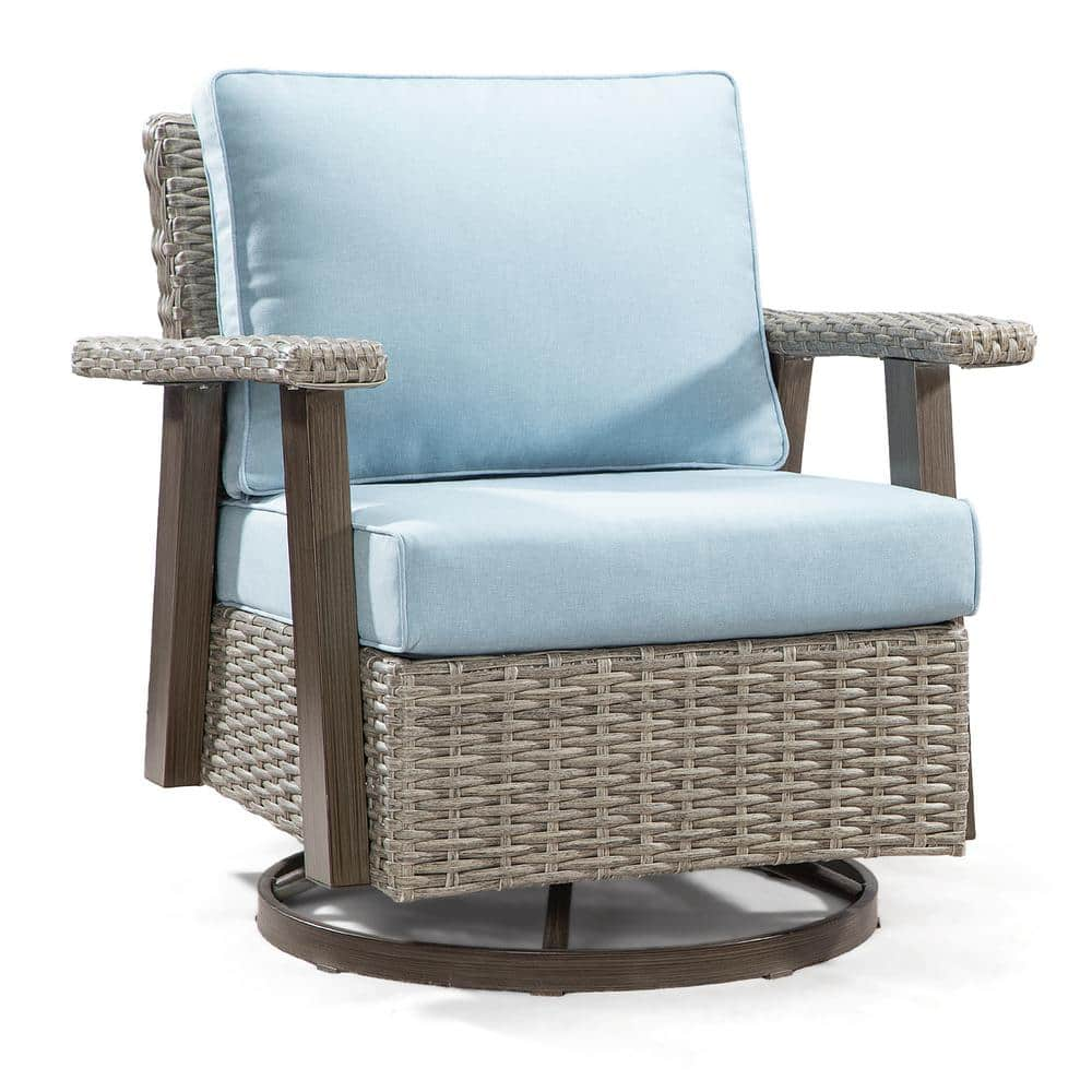 JOYSIDE Wicker Patio Outdoor Rocking Chair Swivel Lounge Chair with ...