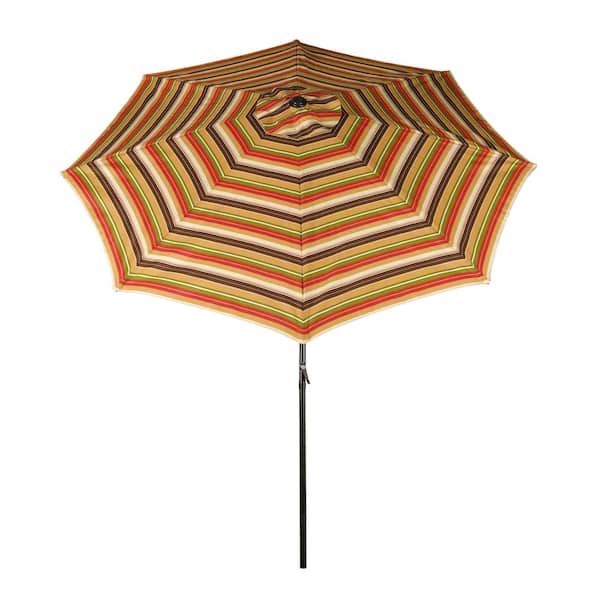 BLISS HAMMOCKS 9 ft. Aluminum Patio Market Umbrella with Push Button Tilt in Garden Stripe