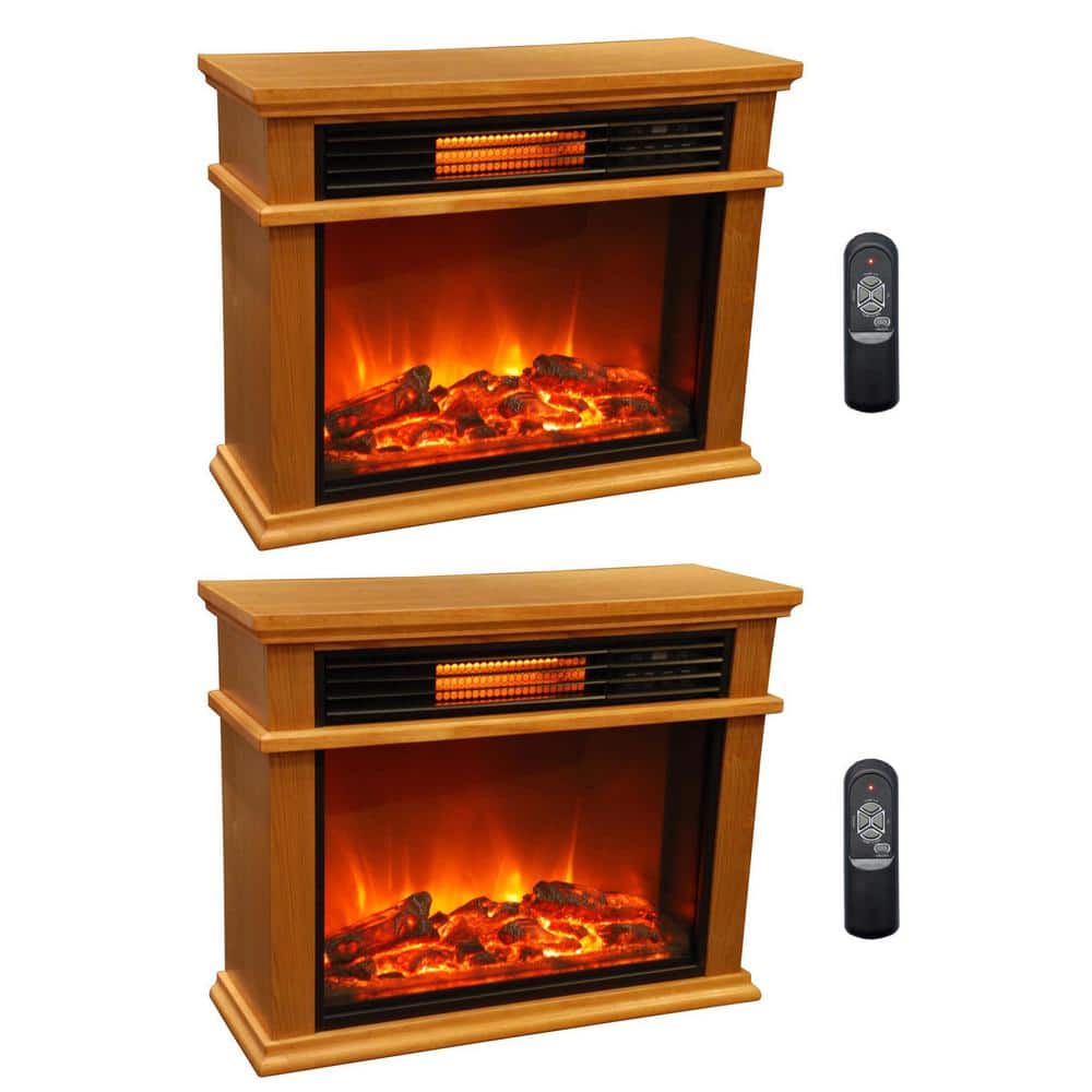 Lifesmart LifePro 3 Element Portable Electric Infrared Fireplace Heaters (Pair), Brown -  71828