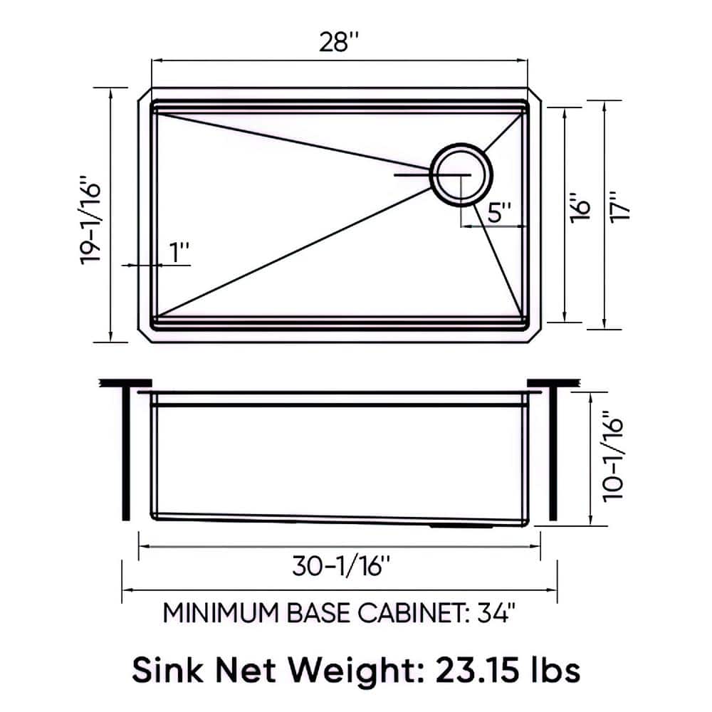 Sinber 30" Stainless Steel Drop-In Single Bowl Workstation Kitchen Sink