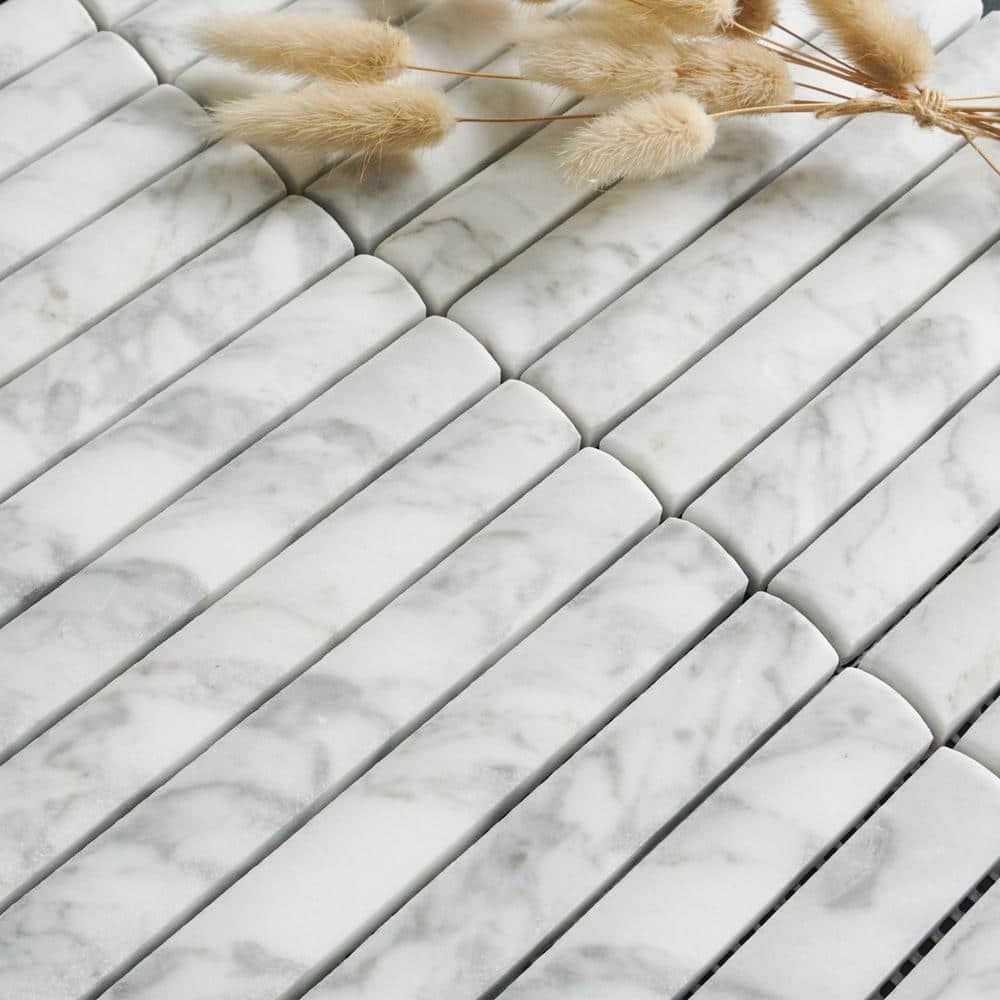 White Marble Linear Mosaic Tile for Wall and Floor