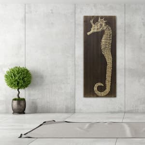 60 in. x 24 in. "Seahorse B" Arte de Legno Digital Print on Solid Wood Wall Art