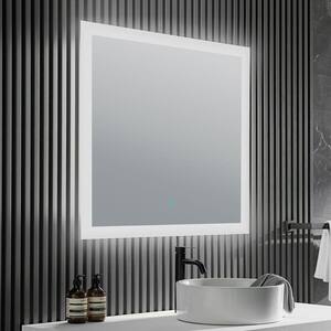 Mars 32 in. W x 30 in. H Rectangular Frameless LED Bathroom Vanity Mirror with Defogger in Silver