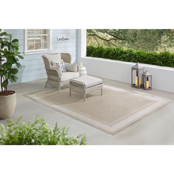 Cooper Beige 8 ft. x 10 ft. Border Indoor/Outdoor Area Rug